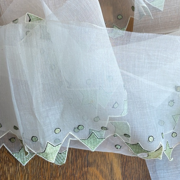 Antique (ca1920's/1930's) organdy hem fabric, sheer w geometric pattern hem/trim - Picture 4 of 7